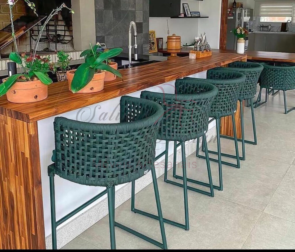 Banquetas em Corda Náutica Verde.