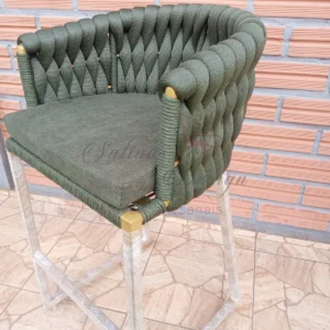 Banqueta Corda Náutica em Tricô frente detalhes do material