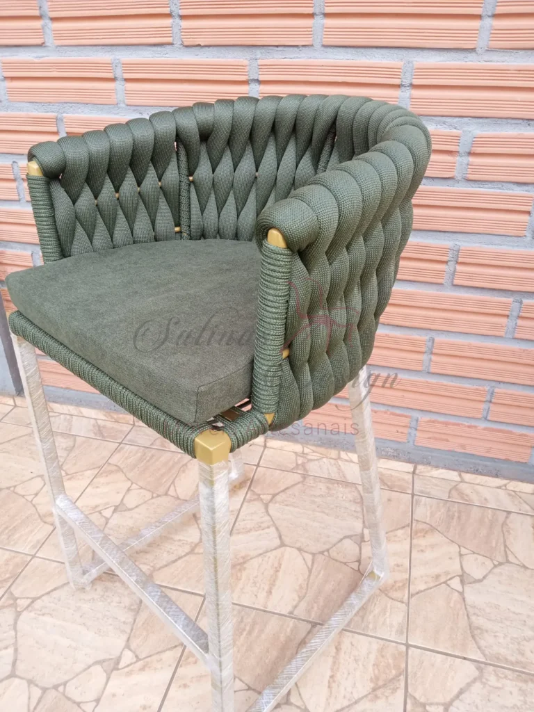 Banqueta Corda Náutica em Tricô frente detalhes do material