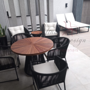 Conjunto de Mesa Minas 4 lugares com poltronas em corda náutica