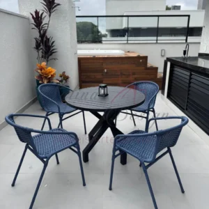 Mesa Básica 4 Cadeiras em alumínio com cadeiras em Corda Náutica.