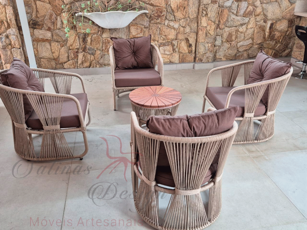 Conjunto de Poltronas Laço em corda náutica Rami